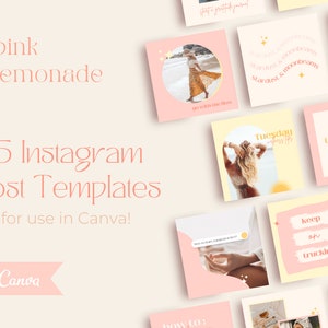 Pink Lemonade Instagram Post Templates | Fun Summer Bright Modern | Customizable IG Templates for Brands, Creators, Bloggers