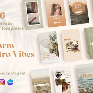 Warm Retro Vibes Instagram STORY Templates | warm retro boho | Customizable IG Templates for Brands, Creators, Bloggers, Businesses