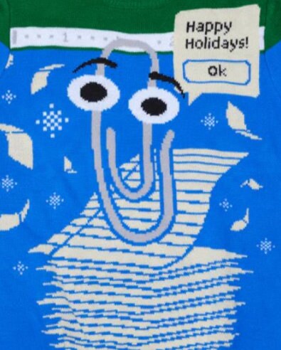 Clippy Is Front And Center On Microsoft's Latest Holiday Ugly Christmas 3D Sweater