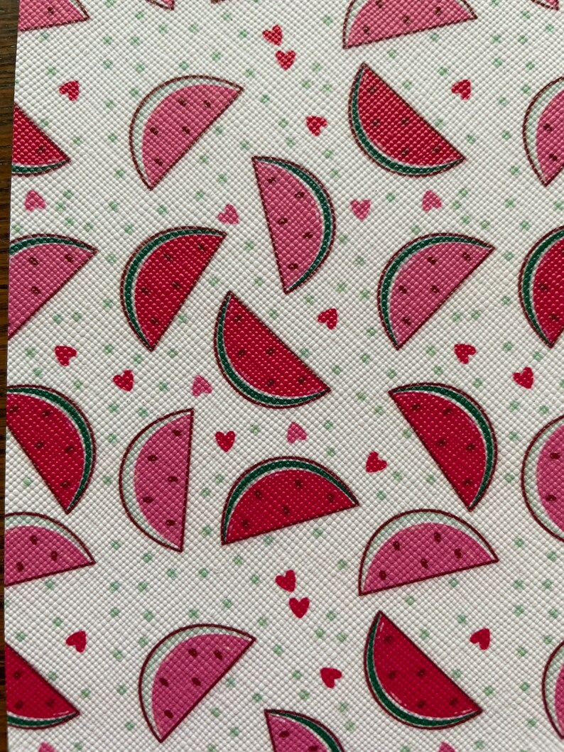 Fruity Sweet Print Faux Leather Key Fob Wristlet Keychain Watermelon PineappleCherriesSprinkles