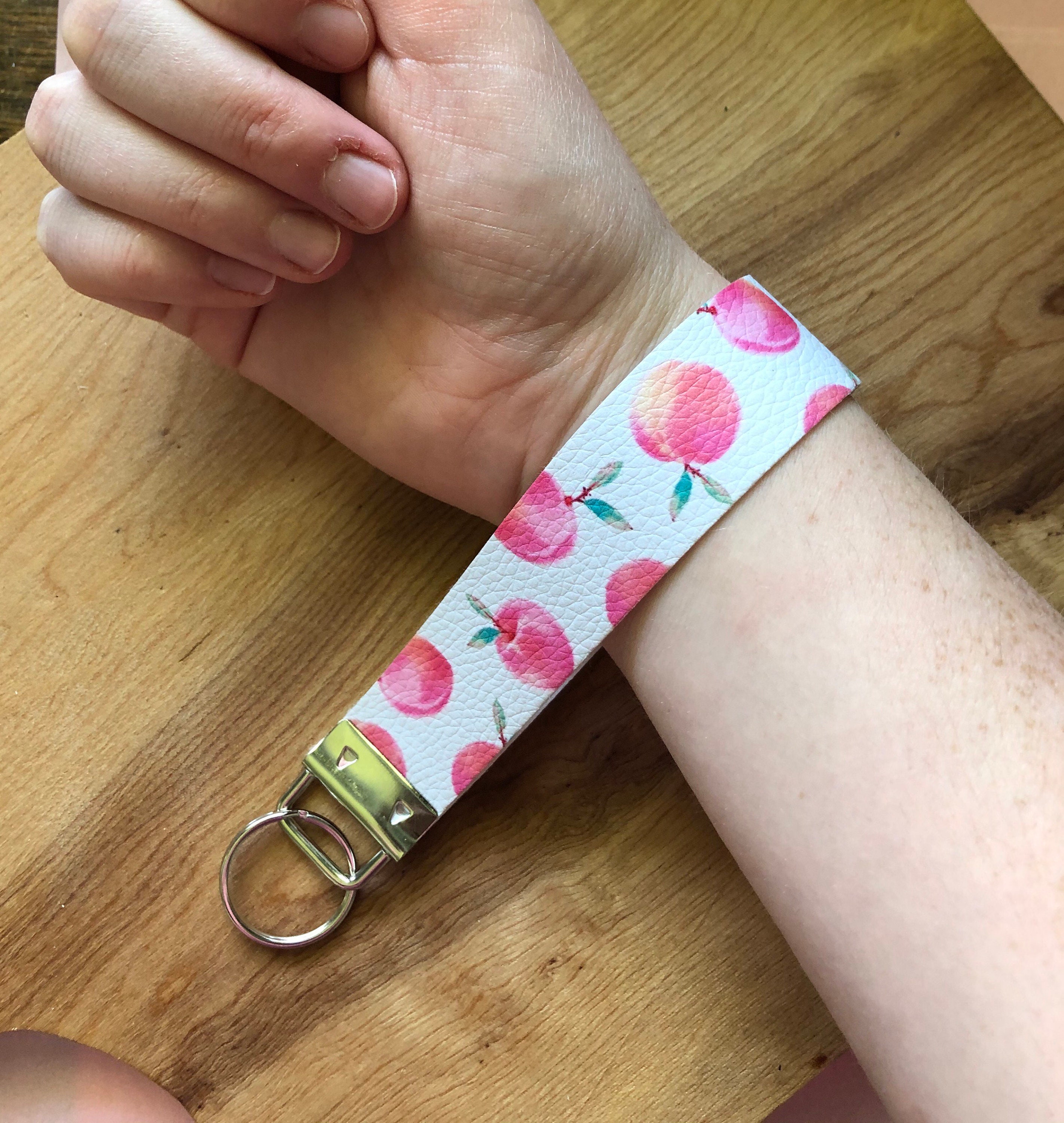 Peach Key Fob Peach Keychain Lanyard for Keys Wristlet Key Etsy