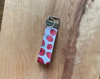 Fruity Sweet Print Faux Leather Key Fob Wristlet Keychain Watermelon PineappleCherriesSprinkles
