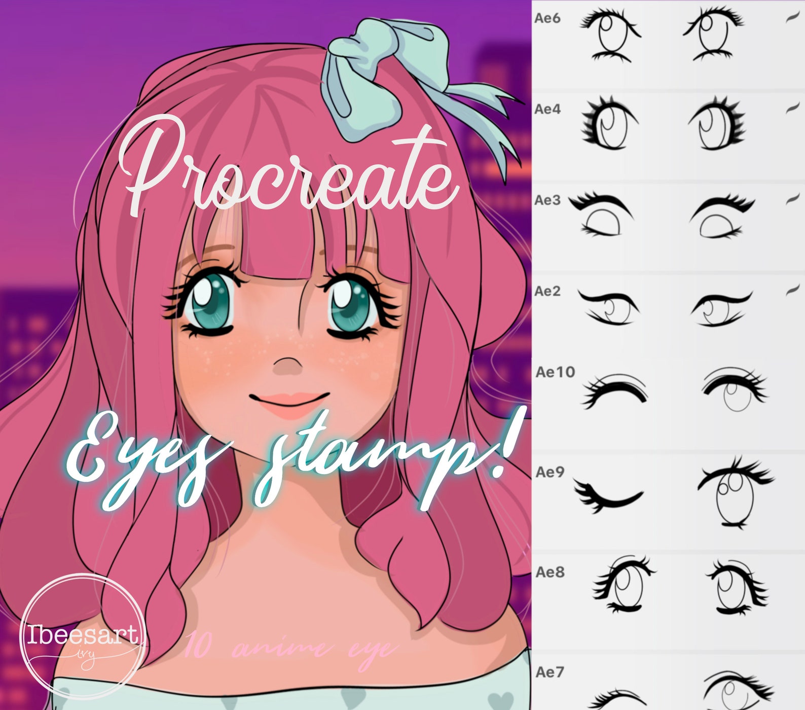 10 Procreate Eyes Stamp Procreate Anime Eyes Brush | Etsy