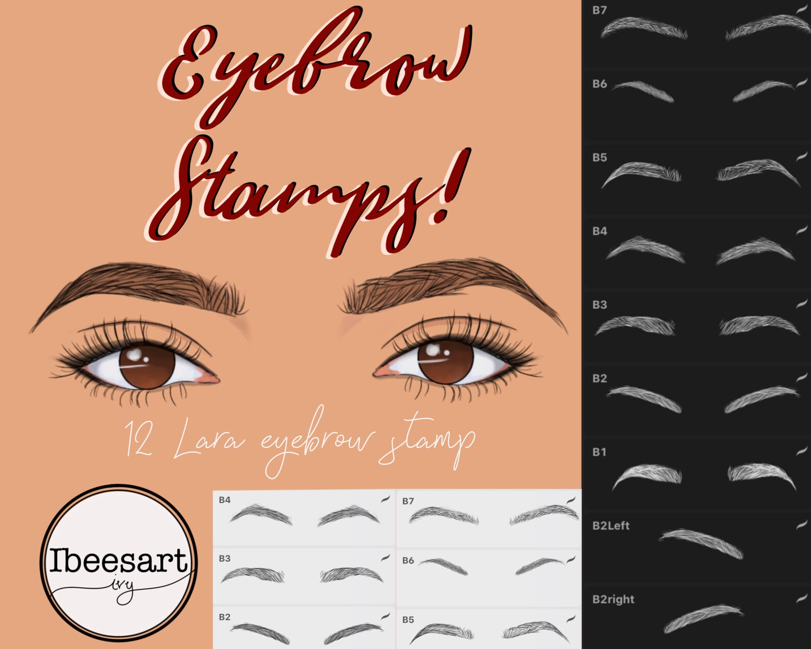 8 Procreate Eyebrow Stamp Procreate Eyebrows Brush Etsy