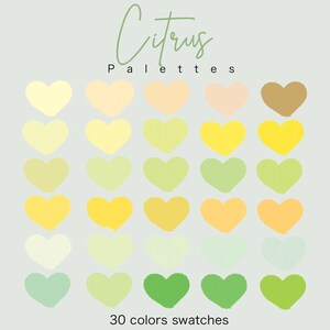 Procreate Palettes | Procreate Swatches Green Citrus Color Palettes