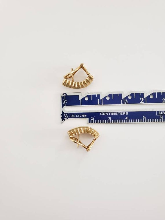 14K Solid Gold & Diamond Elegant Earrings - image 5