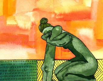 Lifestyle Art, Spiritual Art, Woman and Child, Emotions are for Feeling, Open Arms, Jesus: Watercolor on Paper, Giclee Print