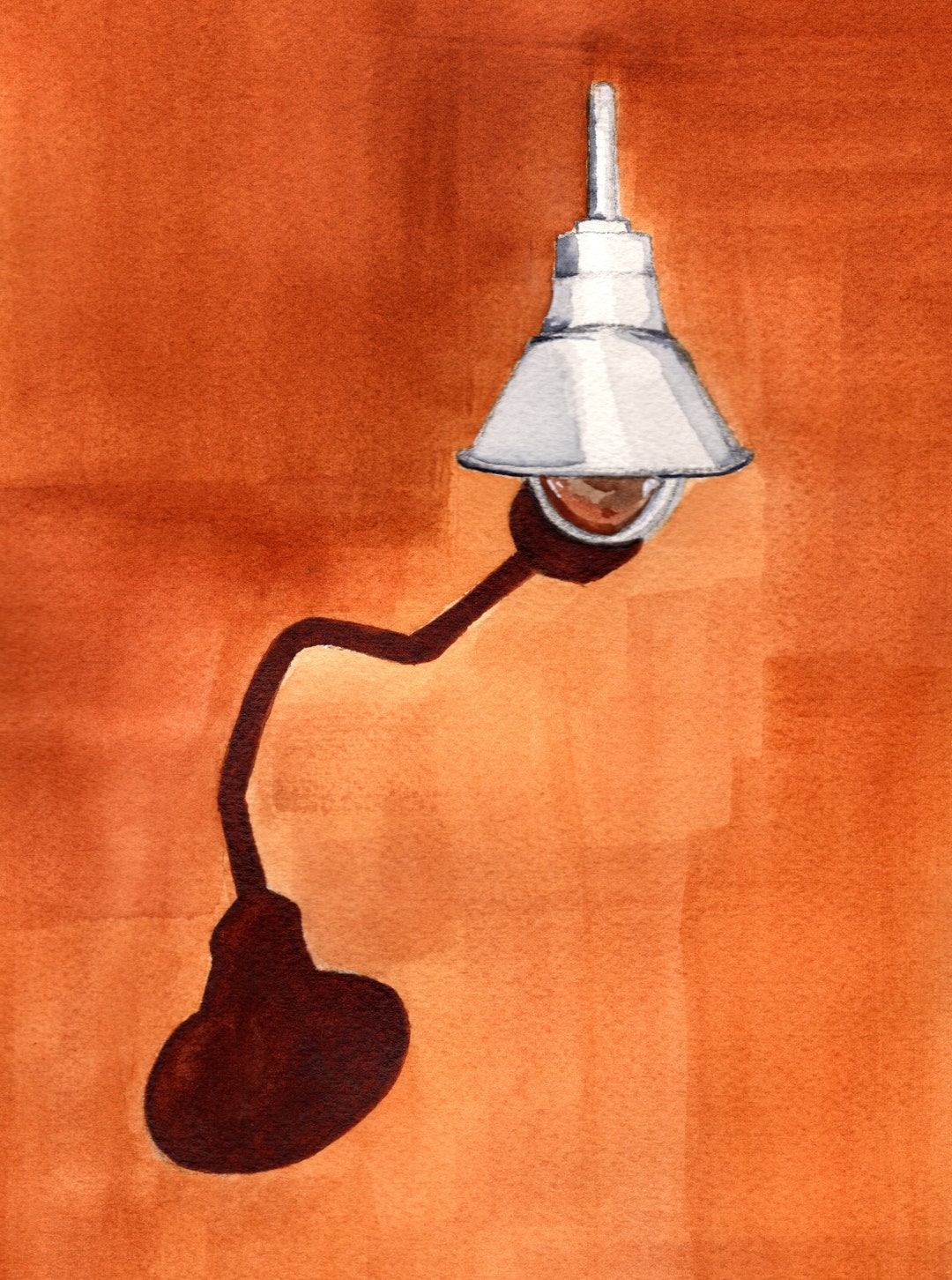 Retro Inspired, Minimalistic Art, Wall Art, Lamp on Wall in Burnt