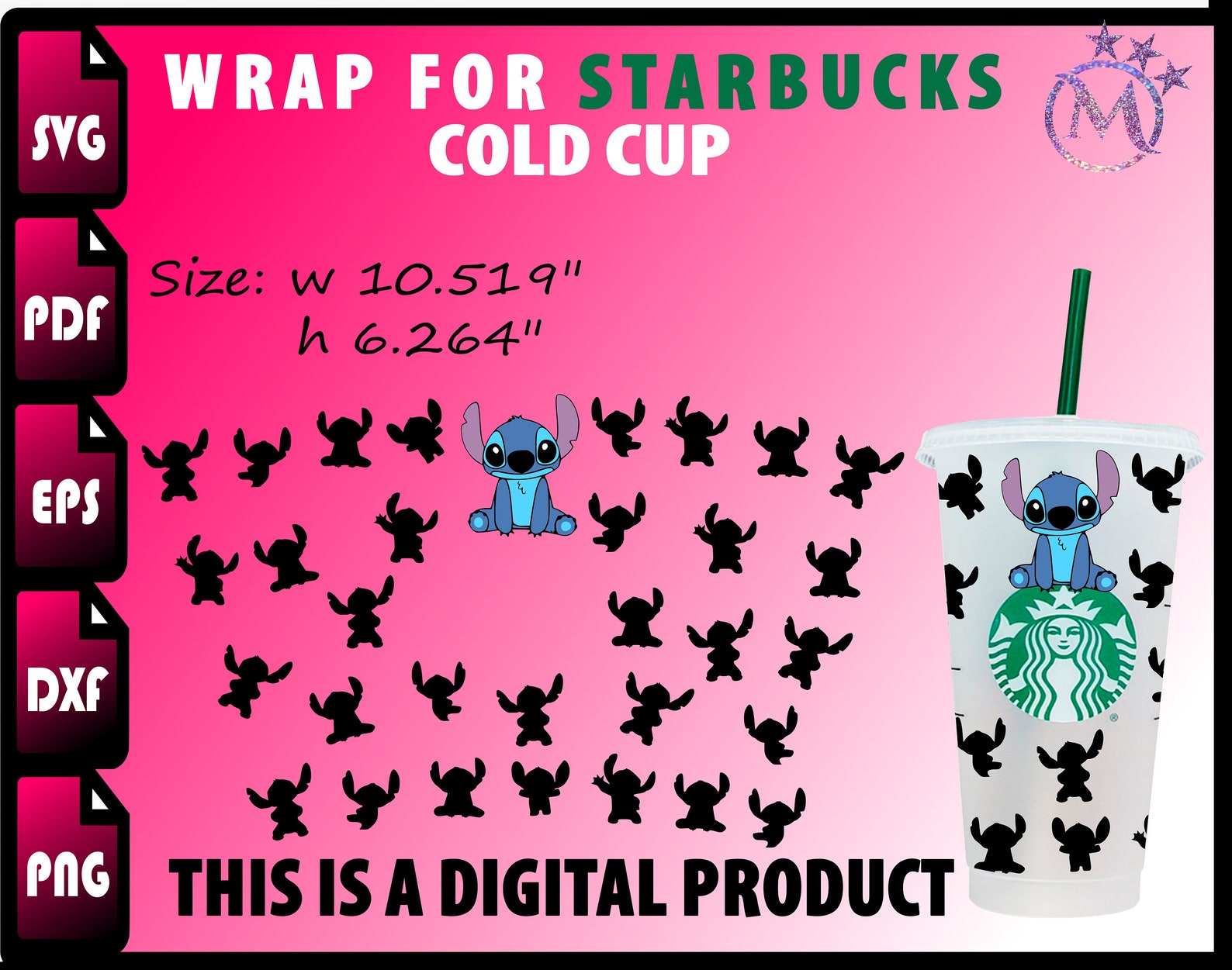 Stitch Wrap svg Full wrap for Starbucks Venti Cold Cup Svg Etsy