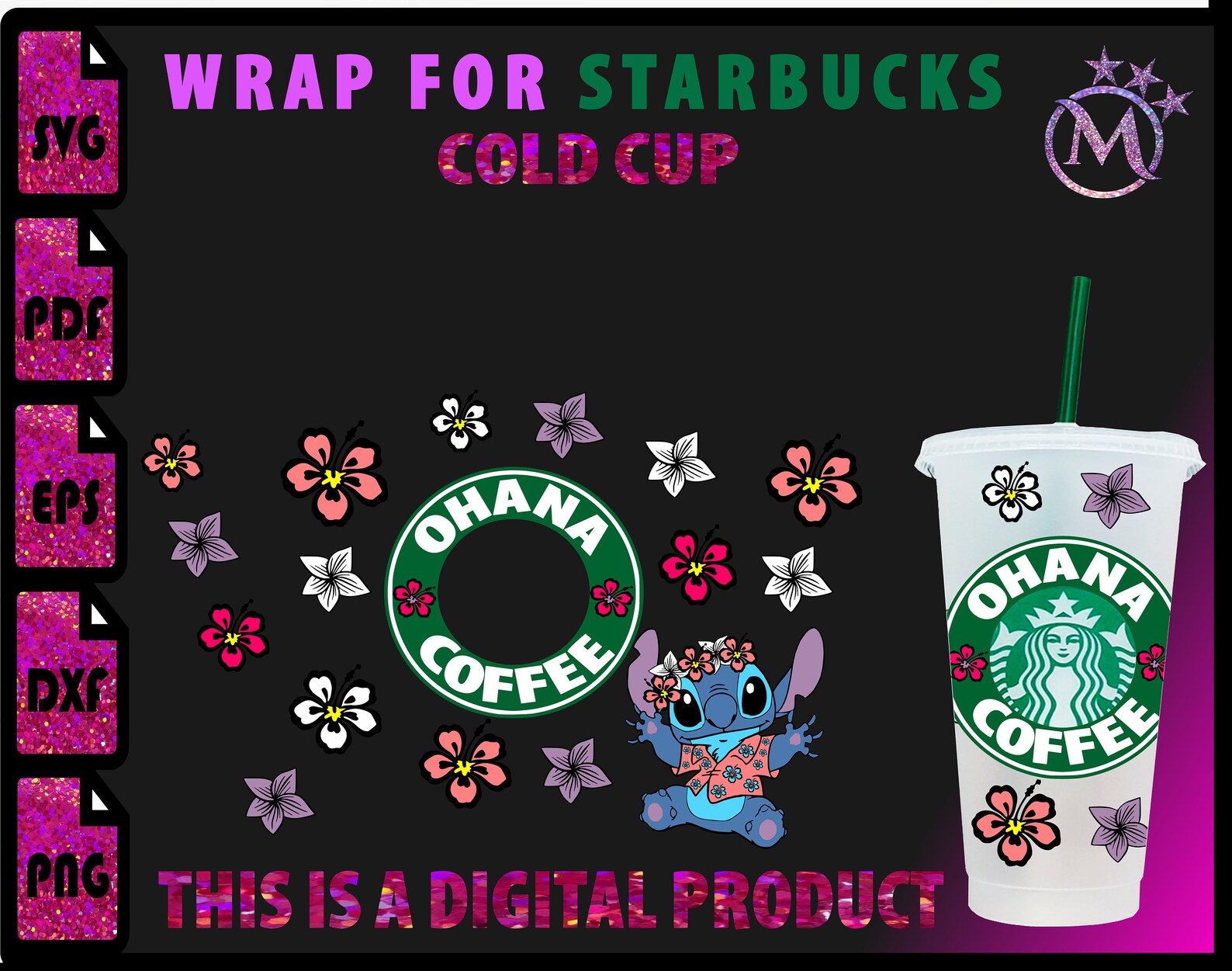Stitch Wrap svg Full wrap for Starbucks Venti Cold Cup Svg | Etsy