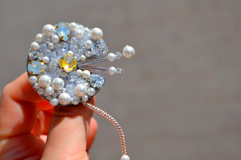 Purple Enamel Dandelion Brooch Vintage Flower Jewelry