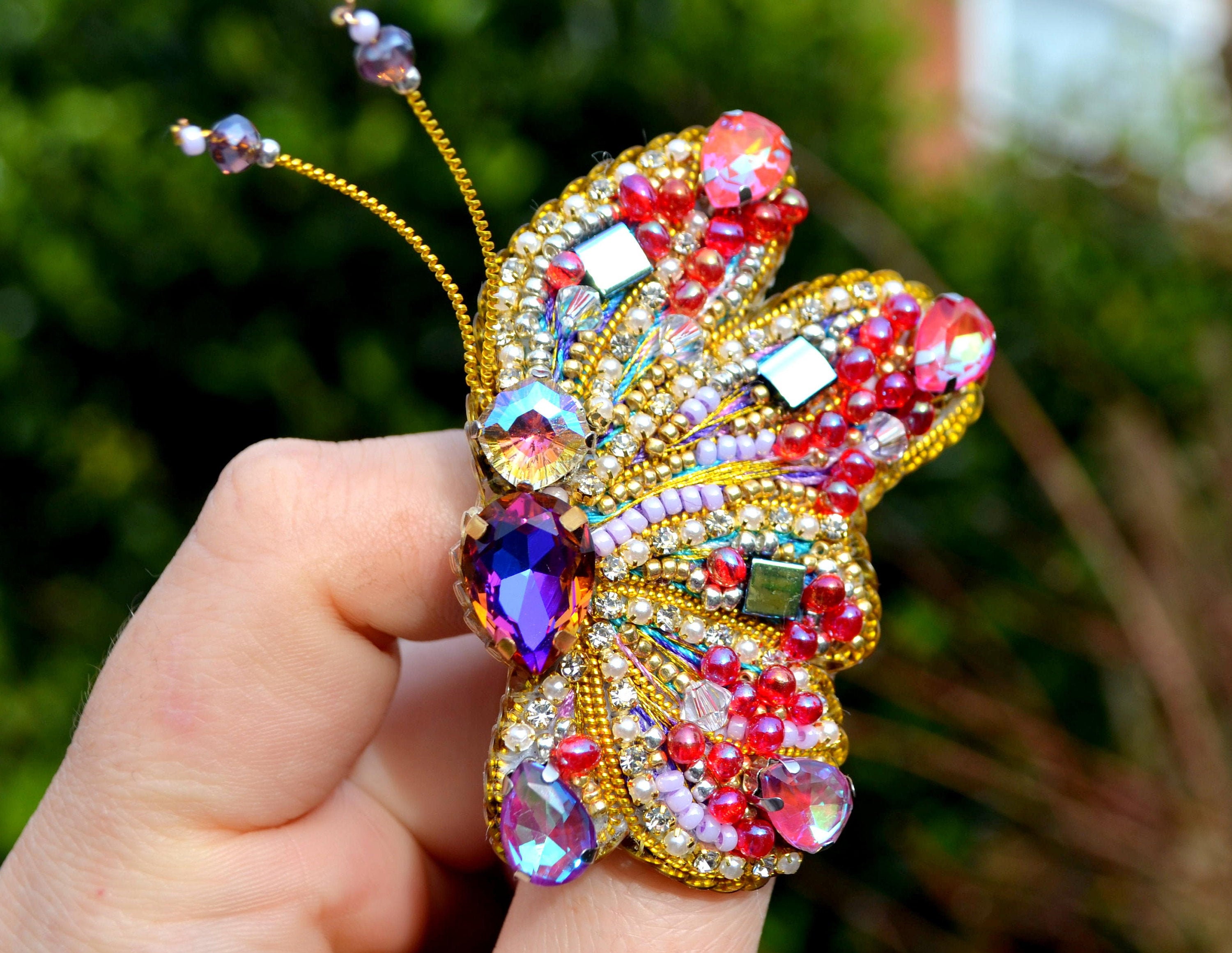 Butterfly handmade brooch Sparkling jewellery Uk seller Women Etsy