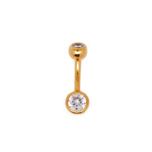 Vermeil | 24k Gold Coated 925 Silver Small Belly Ring with Sparkling Cubic Zirconia Crystals | 6mm 1/4" 8mm 5/16" 10mm 3/8"