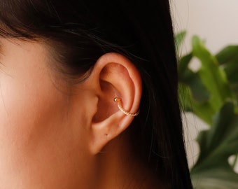 Vermeille | Boucles d'oreilles créoles en forme de conque en argent 925 avec revêtement en or 24 carats 16G/18G CZ | cartilagineux | Lobe | Conque | 10mm 12mm