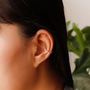 Vermeil | Boucles d'oreilles anneau éternité en forme de conque 16G/18G CZ 16G/18G en argent 925 plaqué or 24 carats | Cartilage | Lobe | Conque | 10 mm 12 mm