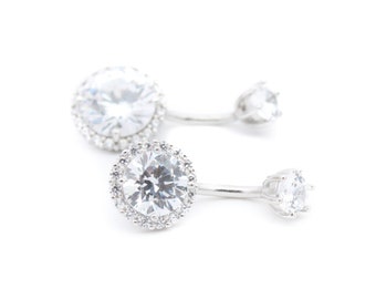 Solid 925 Silver | 14G Halo Belly Ring | 6mm 1/4" 8mm 5/16" 10mm 3/8"