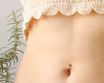 Solid 925 Silver | 14G Petite Ball Dangle Reverse Belly Ring | 6mm 1/4" 8mm 5/16" 10mm 3/8"