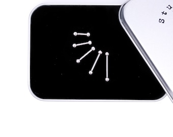 massiv 925 Silber | 16G 3 mm Doppelkugel Gerade Hantel | Augenbraue | Nippel | Ohr 6 mm 1/4 "8 mm 5/16" 10 mm 3/8" 12 mm 1/2" 14 mm 9/16"