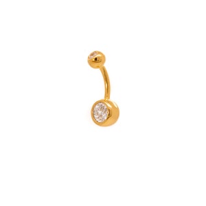 Gold Vermeil Double Jeweled Bauchring | Durchmesser: 6 mm 1/4 8 mm 5/16 10 mm 3/8