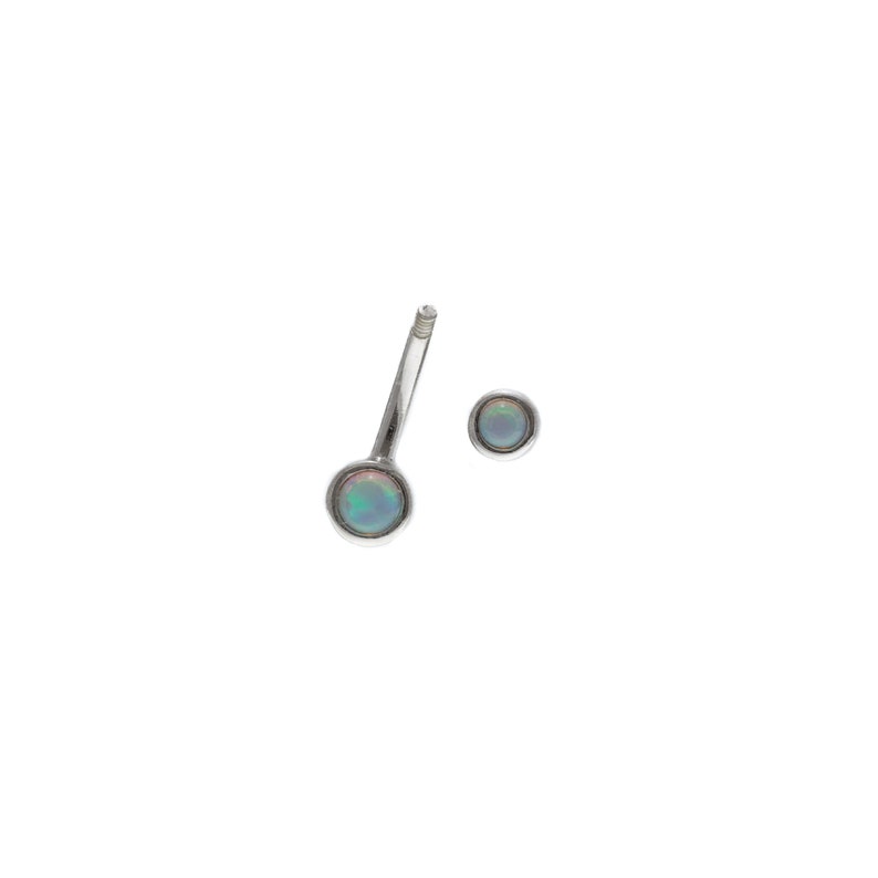 Solid 925 Silver 6mm 14 8mm 516 10mm 38 14G Tiny Blue Kyocera Galaxy Opal Belly Ring