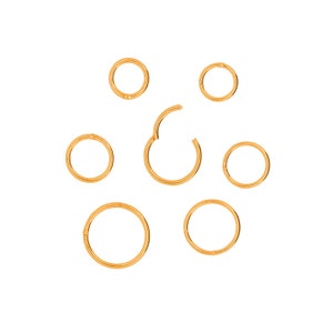 Gold Vermeil 16G/18G Hinge Hoop Segment Rings  | Clicker Hoop | Septum | Cartilage | Daith | Conch | 6mm 8mm 10mm