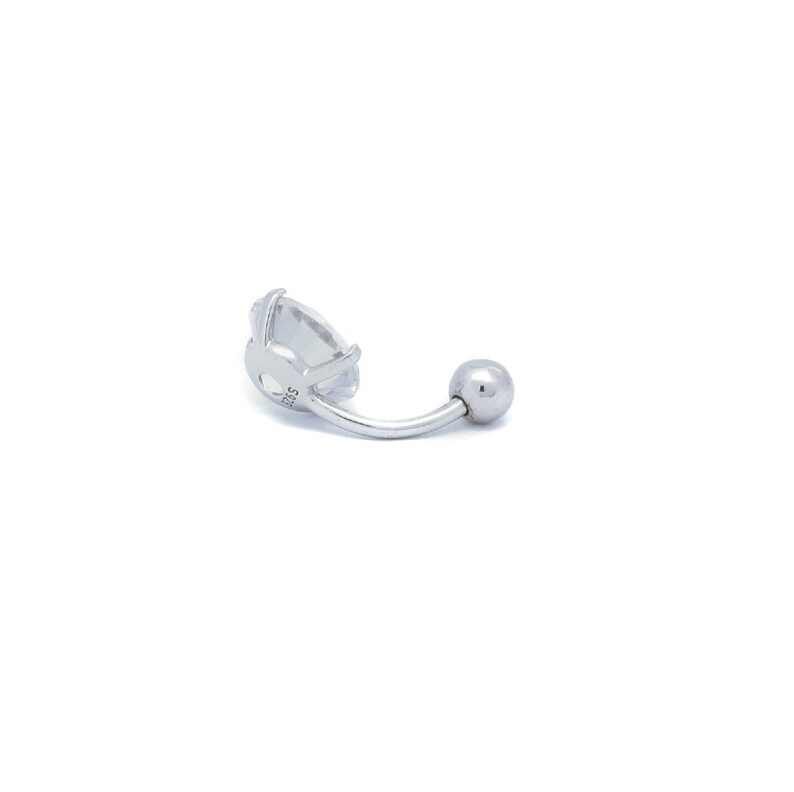 6mm 14 8mm 516 10mm 38 Solid 925 Silver Solitaire Stone Belly Ring with Cubic Zirconia