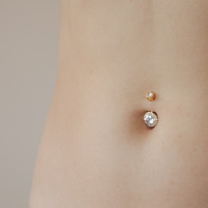 24k Gold Vermeil 14G Halo Belly Ring | 6mm 1/4&quot; 8mm 5/16&quot; 10mm 3/8&quot;