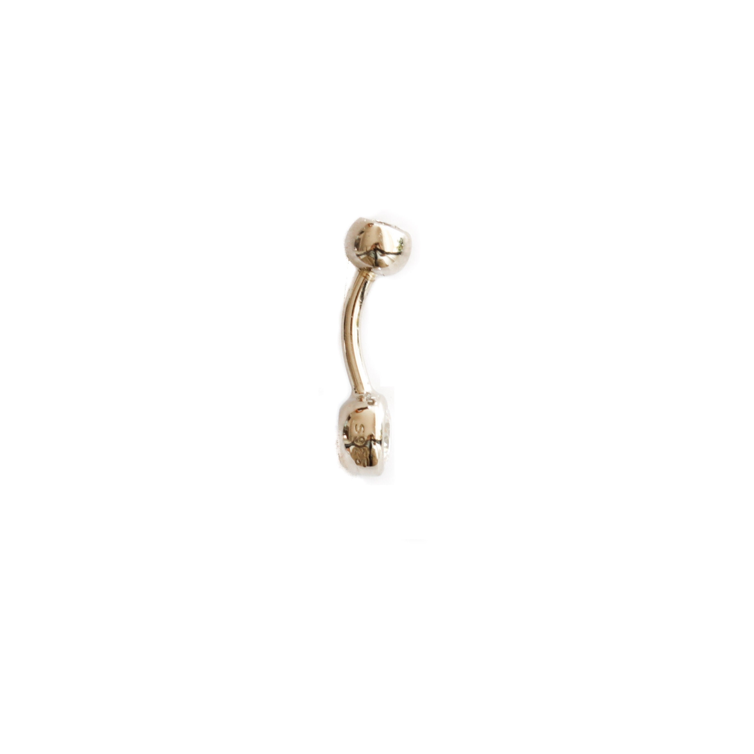 Solid 925 Silver Small Belly Ring with Sparkling Cubic Etsy