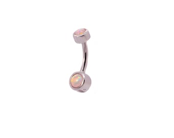 Solid 925 Silver 14G Tiny Pink Kyocera Galaxy Opal Belly Ring | 6mm 1/4" 8mm 5/16" 10mm 3/8"
