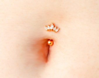 Gold Vermeil 16G 14G Petite Tiara Reverse Belly Ring | 6mm 1/4&quot; 8mm 5/16&quot; 10mm 3/8&quot;
