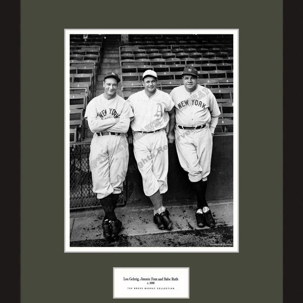 Legends of Summer - Lou Gehrig, Jimmie Foxx & Babe Ruth c.1930 - Framed