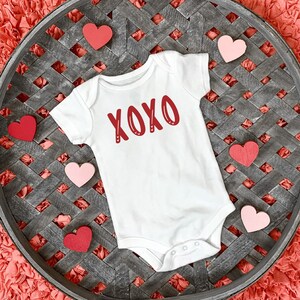 XOXO Baby Onesie® - Valentine&#39;s Day Baby Onesie® - Cute Valentines Day Onesie® - XOXO Baby Bodysuit - Hugs and Kisses Baby Onesie®