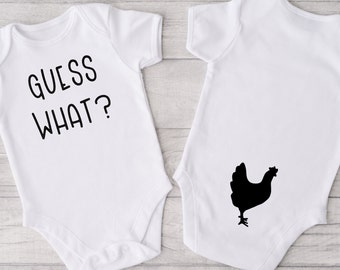 Guess What Chicken Butt Baby Onesie® - Baby Onesie® Pun - Funny Baby Onesie® - Neutral Baby Clothes - Animal Baby Clothes - Infant Onesie®