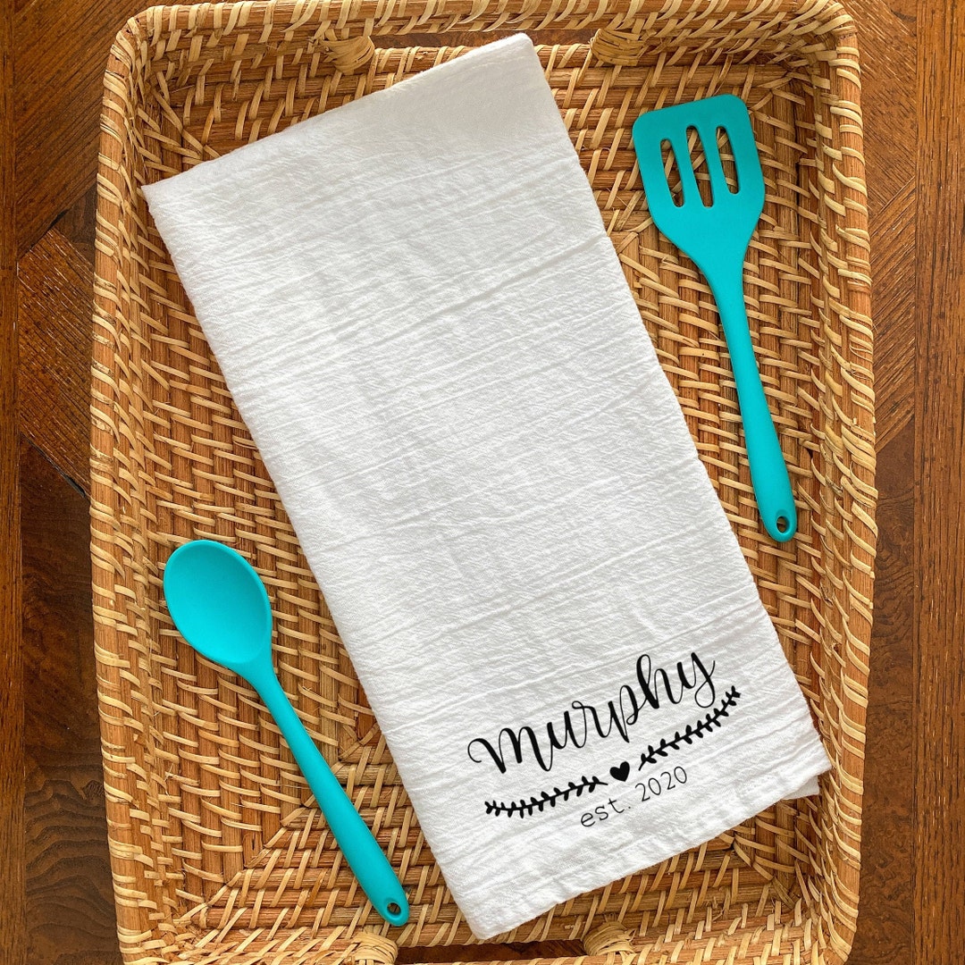 Last Name Tea Towel Decorative Tea Towel Wedding Date Etsy UK
