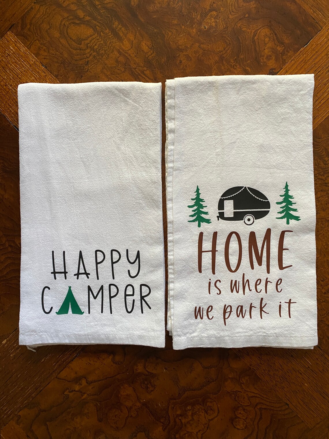 Happy Camper Kitchen Tea Towel Camping Tea Towel Camper Etsy