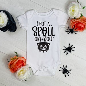 I Put A Spell On You Baby Onesie® - Baby Witch Outfit - Halloween Baby Outfit - Halloween Baby Clothes - Witch Baby Onesie®