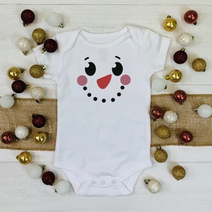 Snowman Face Baby Onesie® - Winter Christmas Bodysuit