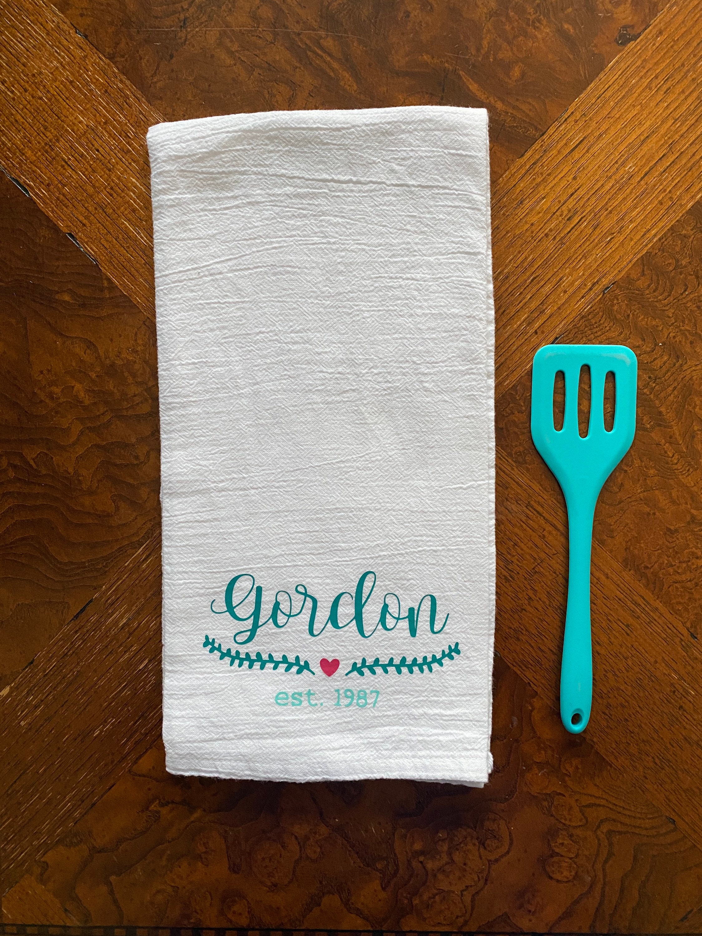 Last Name Tea Towel Personalized Gift Custom Tea Towel Etsy