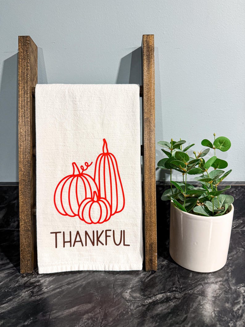 Paño de cocina de agradecimiento: decoración de calabaza otoñal imagen 4