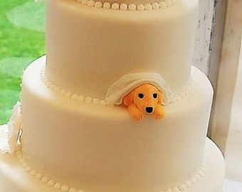 Personalized Dog Wedding Cake Topper: Handmade Soft Ceramic Pet Cake