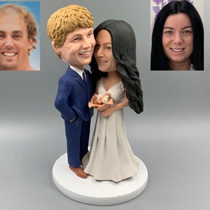 Custom Wedding Bobblehead Cake Topper: Polymer Clay Couple Figurine