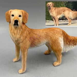 Custom Golden Retriever Statue: Handmade Soft Ceramic Dog Cake Topper