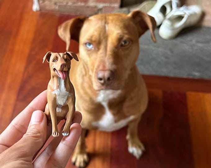 Custom Dog Figurine: Handmade Soft Ceramic Pet Statue, Cake Topper