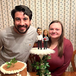 Personalized Couple Bobblehead Cake Topper, Polymer Clay Anniversary Gift