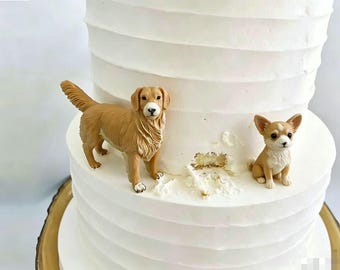 Personalized Dog Wedding Cake Topper: Handmade Ceramic Pet Cake