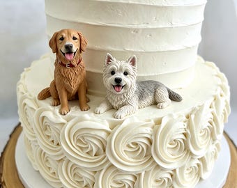 Personalized Dog Cake Topper: Handmade Soft Ceramic Pet Statue