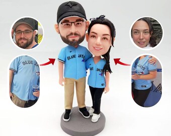 Anpassade bobbleheads för par, personlig bröllopspresent, figur av polymerlera