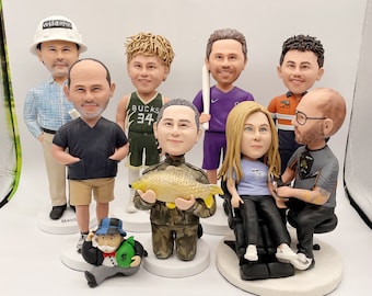 Figuras cabezonas personalizadas, figuritas de arcilla hechas a mano, regalo