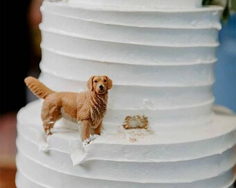 Custom Dog Figurine: Handmade Soft Ceramic Pet Statue, Cake Topper