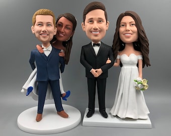 Anpassad bröllopstårtdekoration Bobblehead: Personlig parfigur
